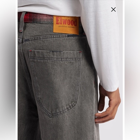 Elwood Raw Hem Flare Jeans Flannel Waist City Wash Size 28 - Picture 9 of 10